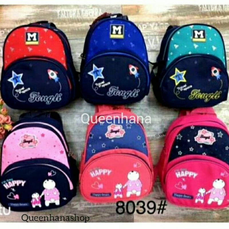 Tas Ransel Anak/Tas Ransel Kain Kanvas Tebal Roket &amp; Rabbit