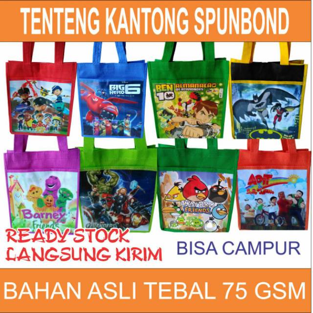

[Ready Stock] Tas Ultah Goodiebag Souvenir Totebag Model Kantong Terlaris 20x25x12 Grup