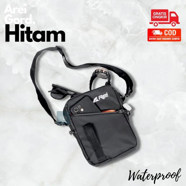 Tas Selempang Pria Waterproof Waist Bag Hezel Pria Anti Air Anti Sobek Arei