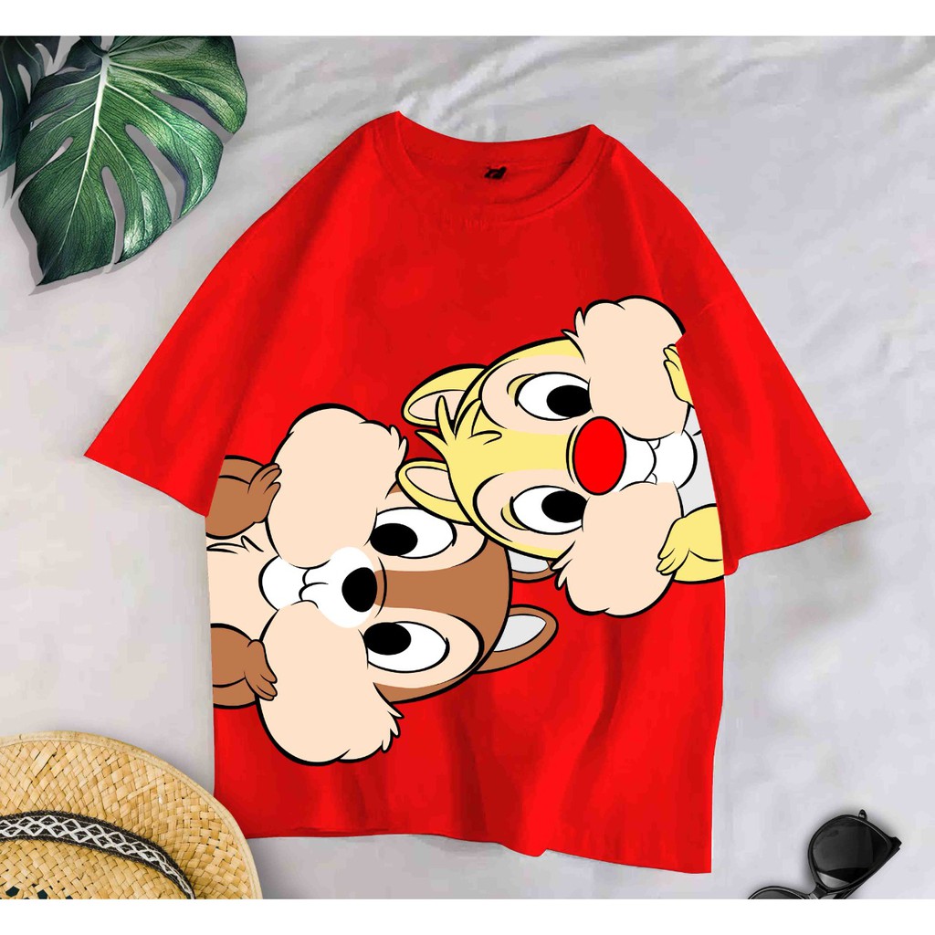 TUPAI LUCU / COD / TSHIRT BAJU KAOS DISTRO WANITA DEWASA CEWEK REMAJA CHIP DALE MERAH LUCU KEREN