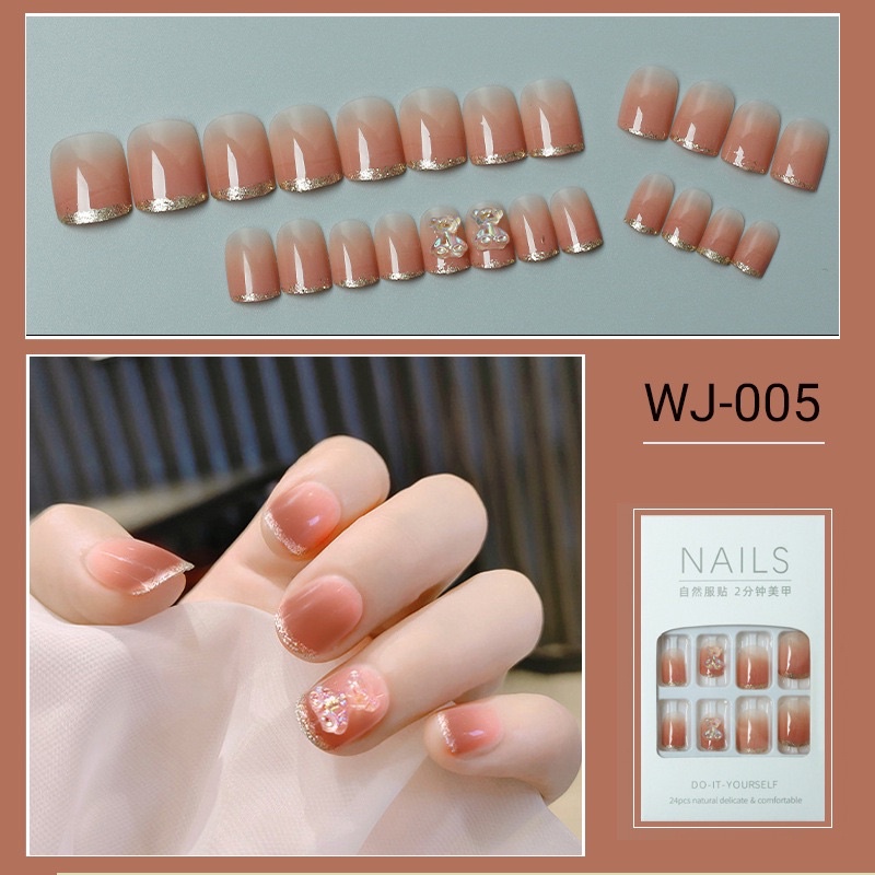 Kuku Palsu 【B49，lem cair】Nikah Wedding False Nailart Pengantin Tangan