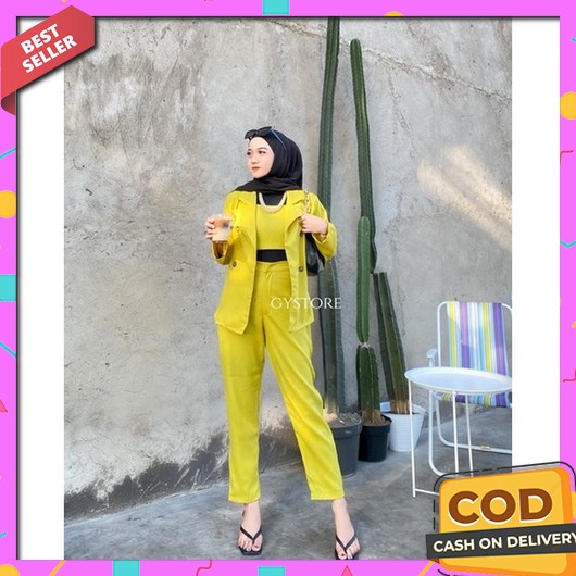 Setelan Blazer Wanita  Seyhu Set ( Blazer + Celana ) Setelan Wan One Set Blazer Hijab 3In1 86