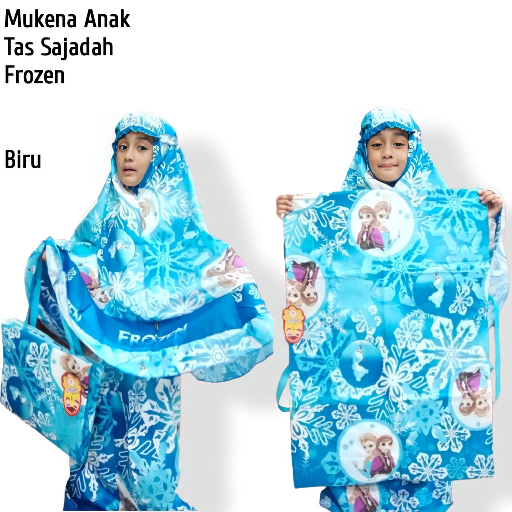 mukena anak karakter frozen tas sajadah tebal/bahan katun berkualitas  dan bisa bayar ditempat/COD