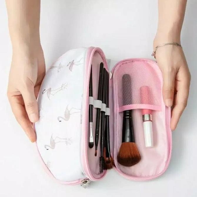 Tas Kosmetik Makeup Portable Dua Lapis Motif Kapasitas Besar untuk Tra BAGUS