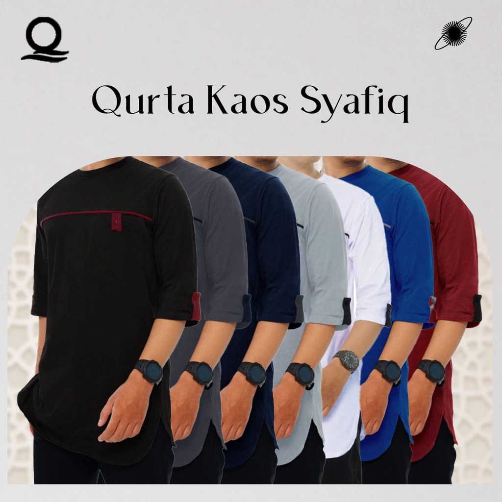 KURTA KAOS PRIA SYAFIQ / BAJU KAOS KURTA PRIA / KURTA KAOS PRIA DEWASA / KURTA PAKISTAN - DZ