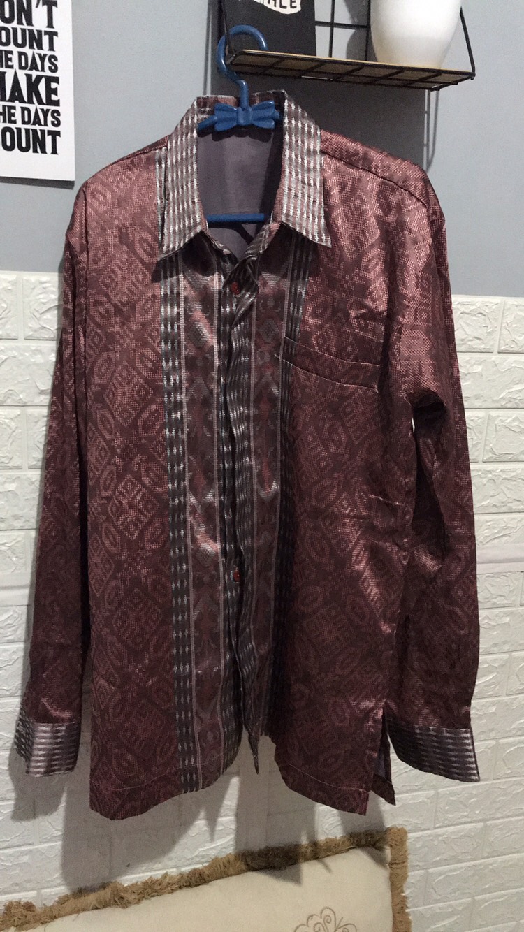 Kemeja Batik Pria Lengan Panjang Ethnic Tenun Songket Baron 1d