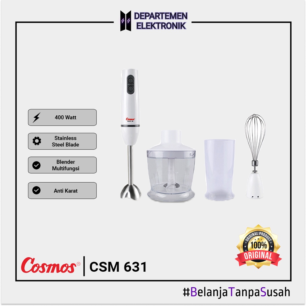 Hand Blender Cosmos Cb 631 Hb 3 In 1 / Whisk / Chopper MURAH BANGET GARANSI RESMI