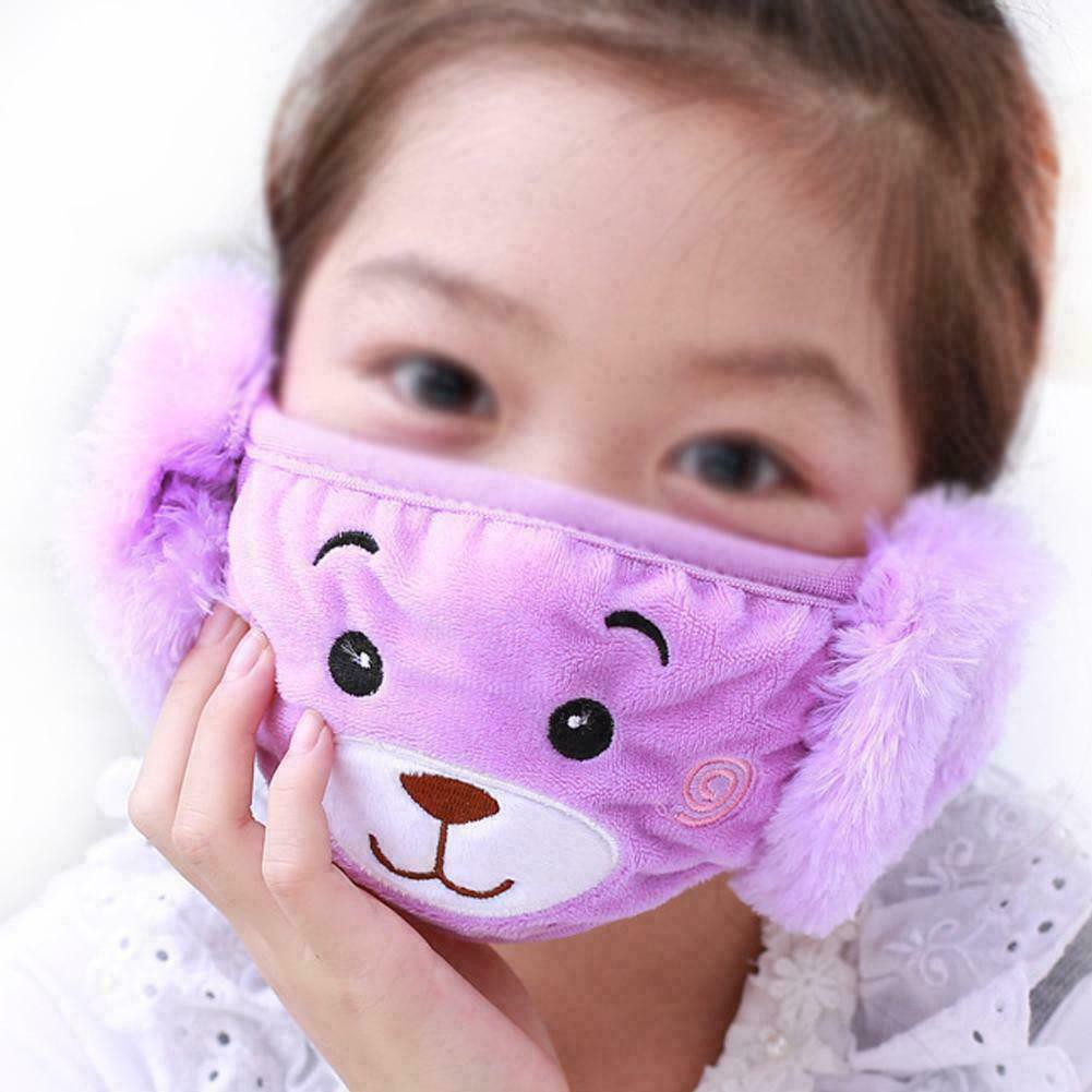 Masker mulut Telinga Anak motif kartun Earmuff Premium IMPORT TEBAL WASHABLE anti debu dan virus COD