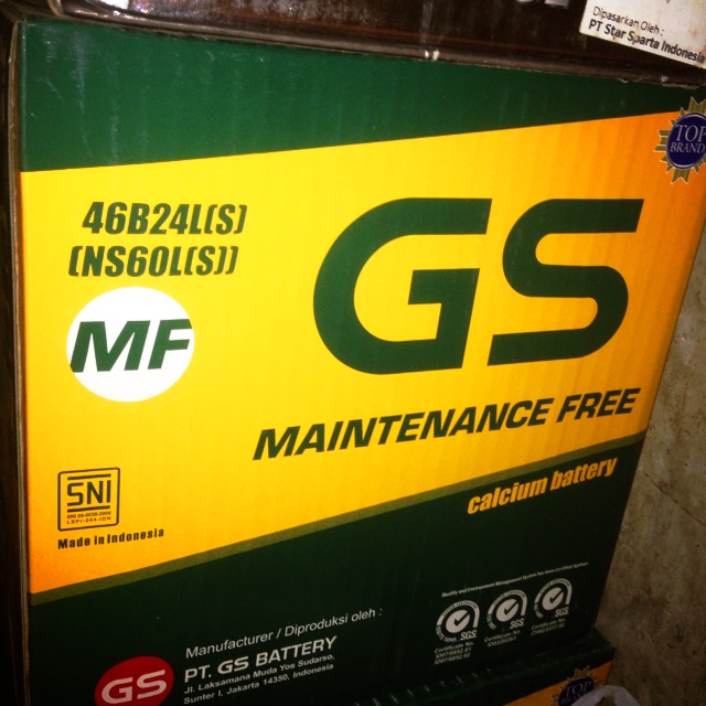 GS MF NS60LS 45 Ah aki kering mobil civic altis accord crv hrv subaru yaris galant mazda 2 grandis