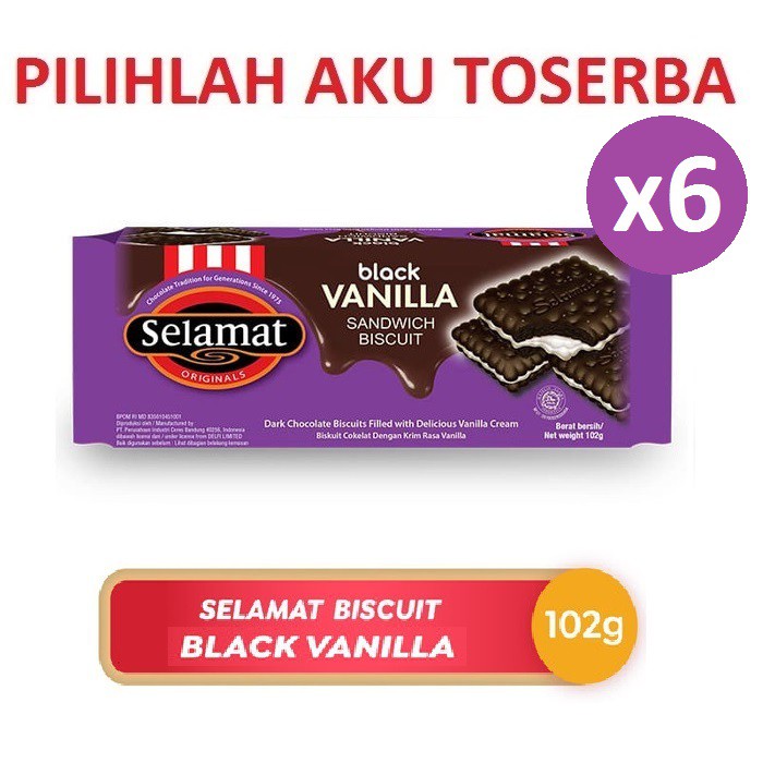 Selamat Biscuit BLACK VANILLA 102 g - (HARGA 6 PCS)