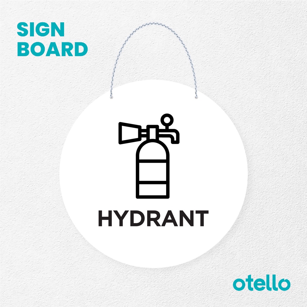 Otello Sign Hydrant Signage Board Acrylic Papan Gantung Label Akrilik Rantai Petunjuk Toko Modern Minimalist Kafe Restoran Kantor Gedung Cafe