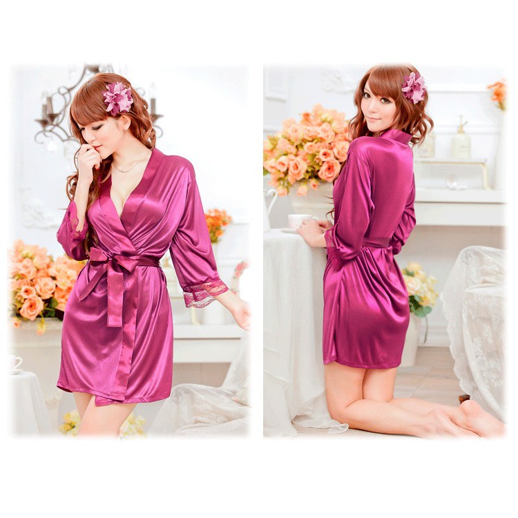 IRL 001 - Bath Robe Bahan Sutra dan lace untuk tidur