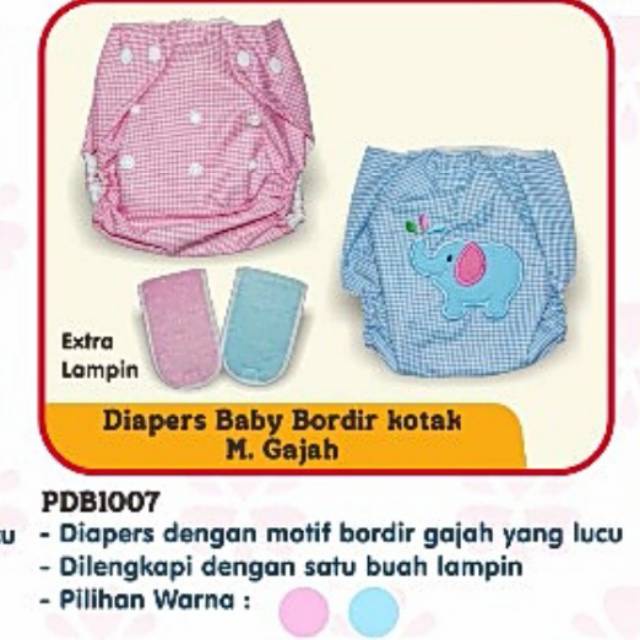 CELANA LAMPIN DENGAN KANCING / POPOK / DIAPERS MOTIF KOTAK - PDB1007