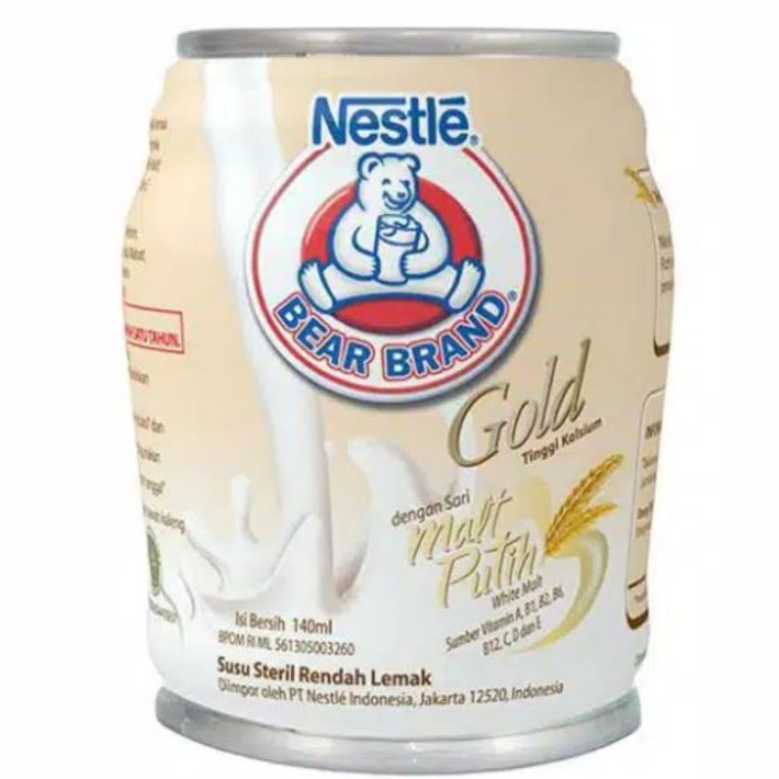 

Susu streril-Nestle Bear Brand gold Malt Putih 140 ml