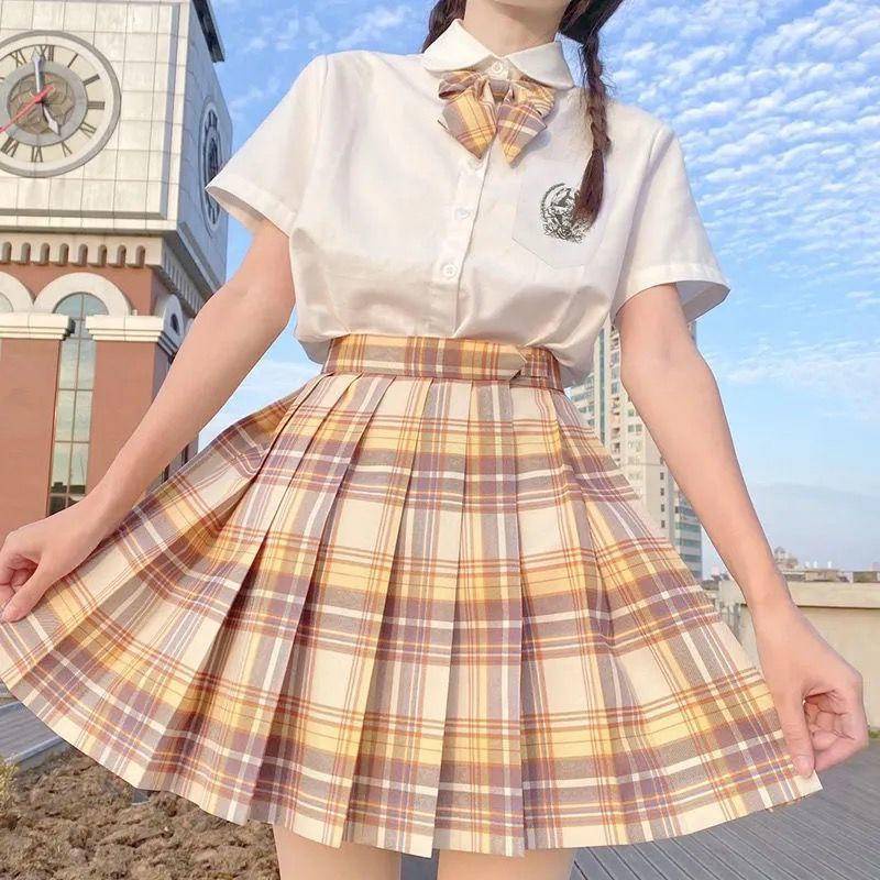 【Wetrose】Ready Stock Fashion JK Uniform Original Short Skirt Full College Style Student Suit Lattice Seragam Sekolah Jepang Seifuku Seragam Siswa Rok Set Musim Panas Musim Semi Party Comic Anime Event