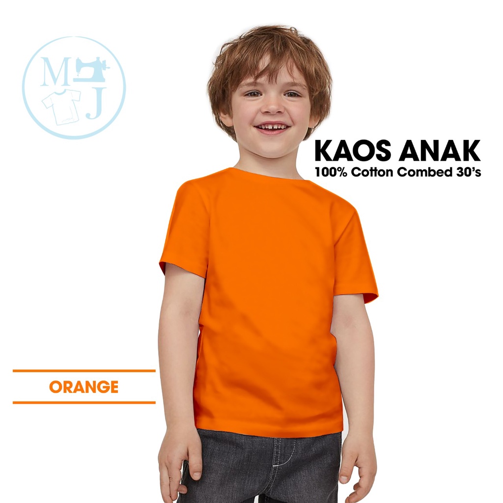 Kaos Polos Orange / Fashion Anak / Kaos Polos Anak Combed 30s