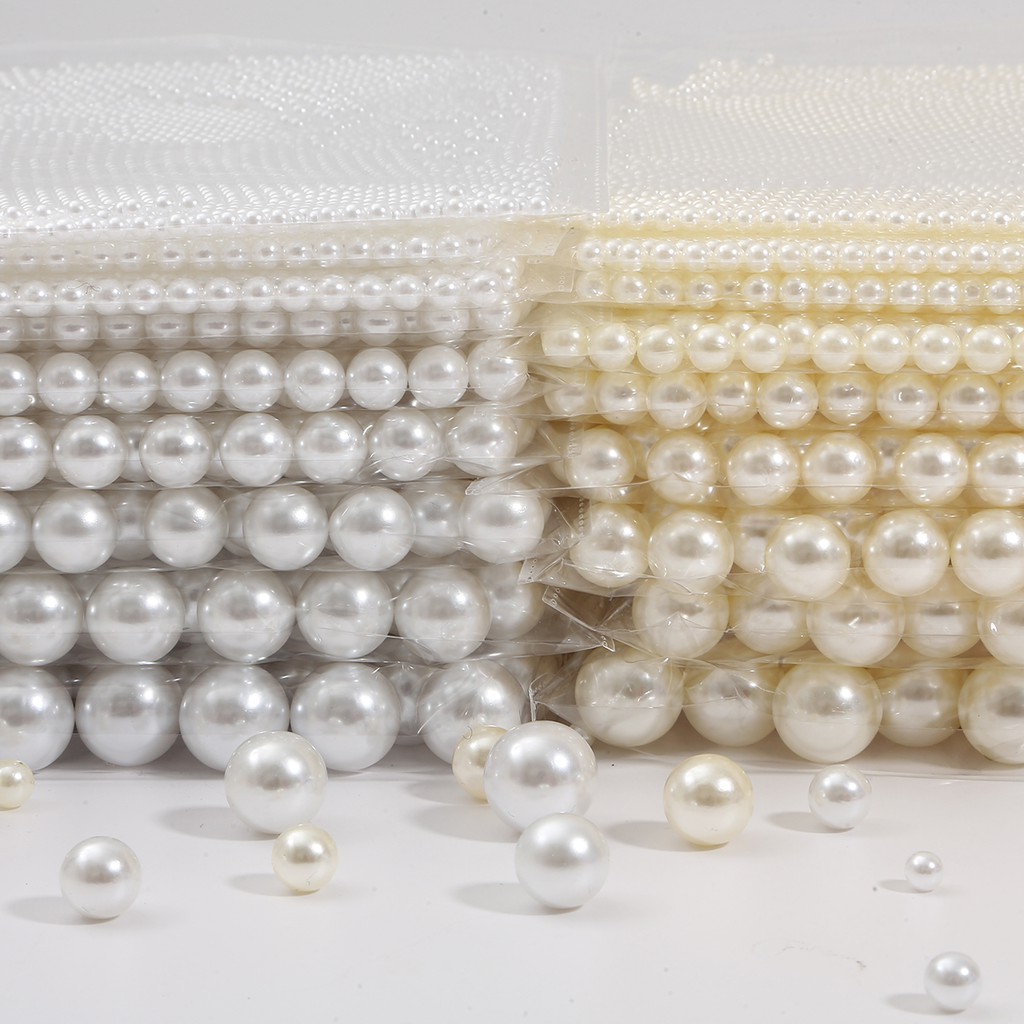 5mm White &amp; Ivory No Hole ABS Imitation Pearl Beads Round Loose Beads For DIY Jewelry Making Supplies