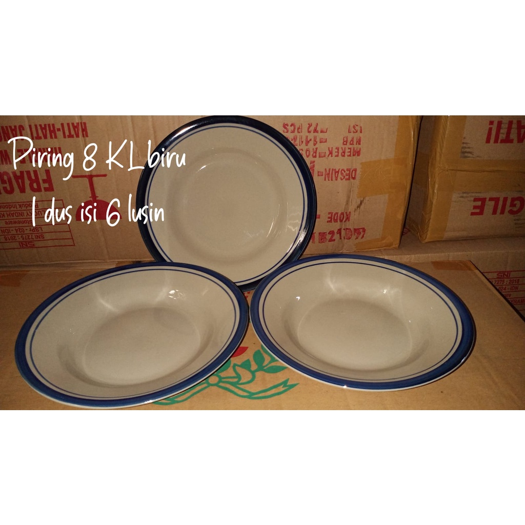 (KHUSUS GOSEND) Piring Makan Keramik 6 inch, 7 inch, 8 inch List Lucky/Piring Makan Lucky- KL porselen (12 pcs)