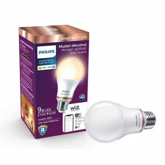 PHILIPS WIZ Tunable White WI-FI LED 9WATT Smart ( cahaya hangat / terang sejuk )