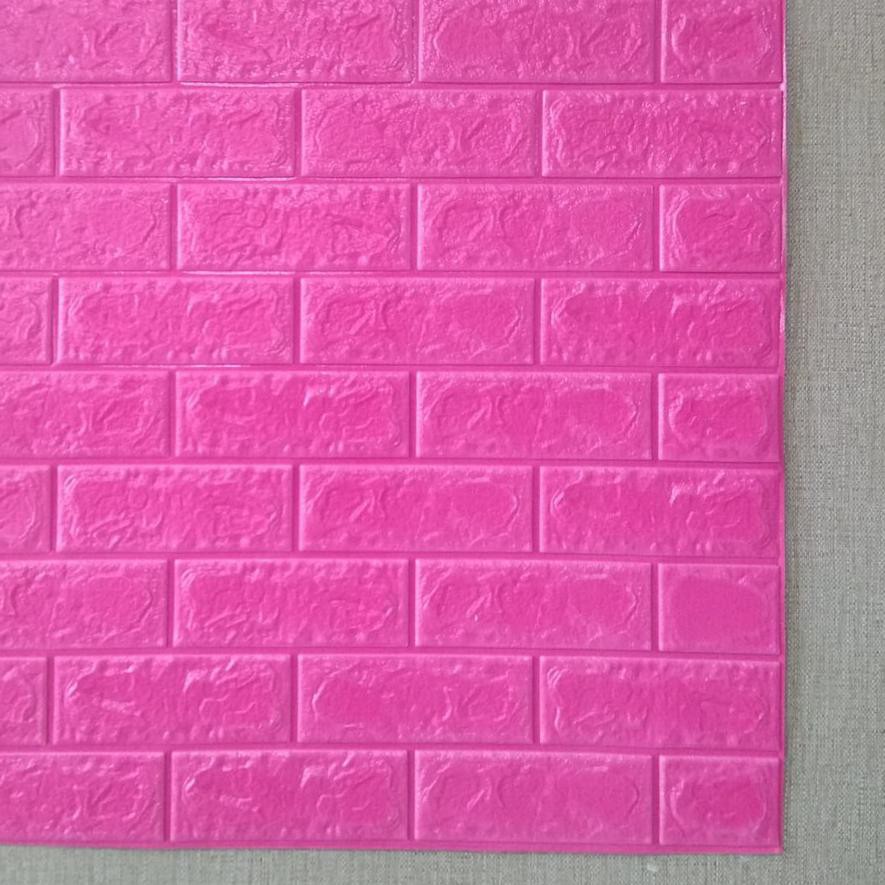 _ WCQ [   ] Wallpaper 3D Modern Foam Batu Bata 70 x 77cm wall sticker - PINK FANTA terbaru