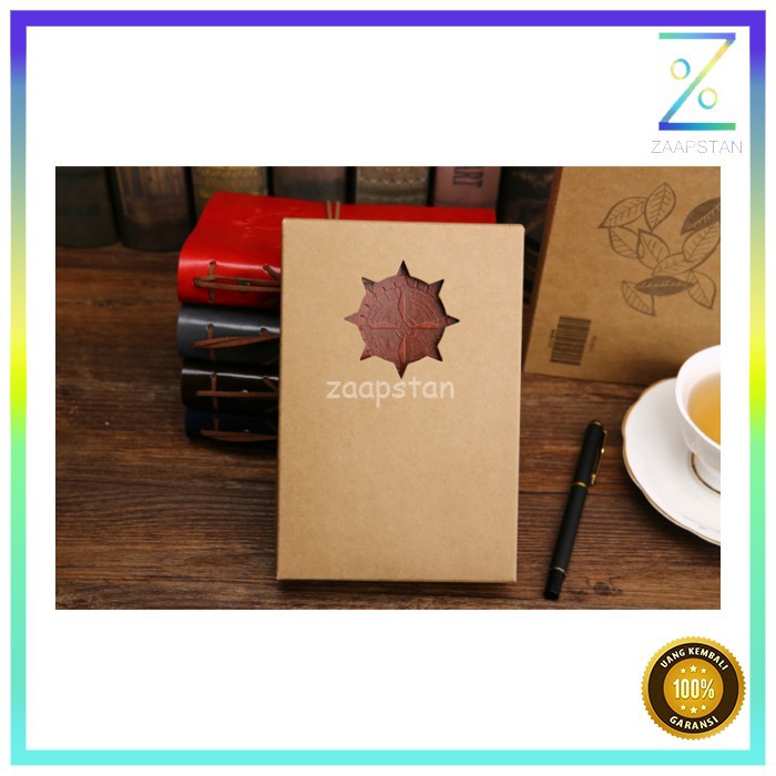 PHANTACI Buku Catatan Binder Kulit Retro Compass Kertas A5 - ZB045 - Brown