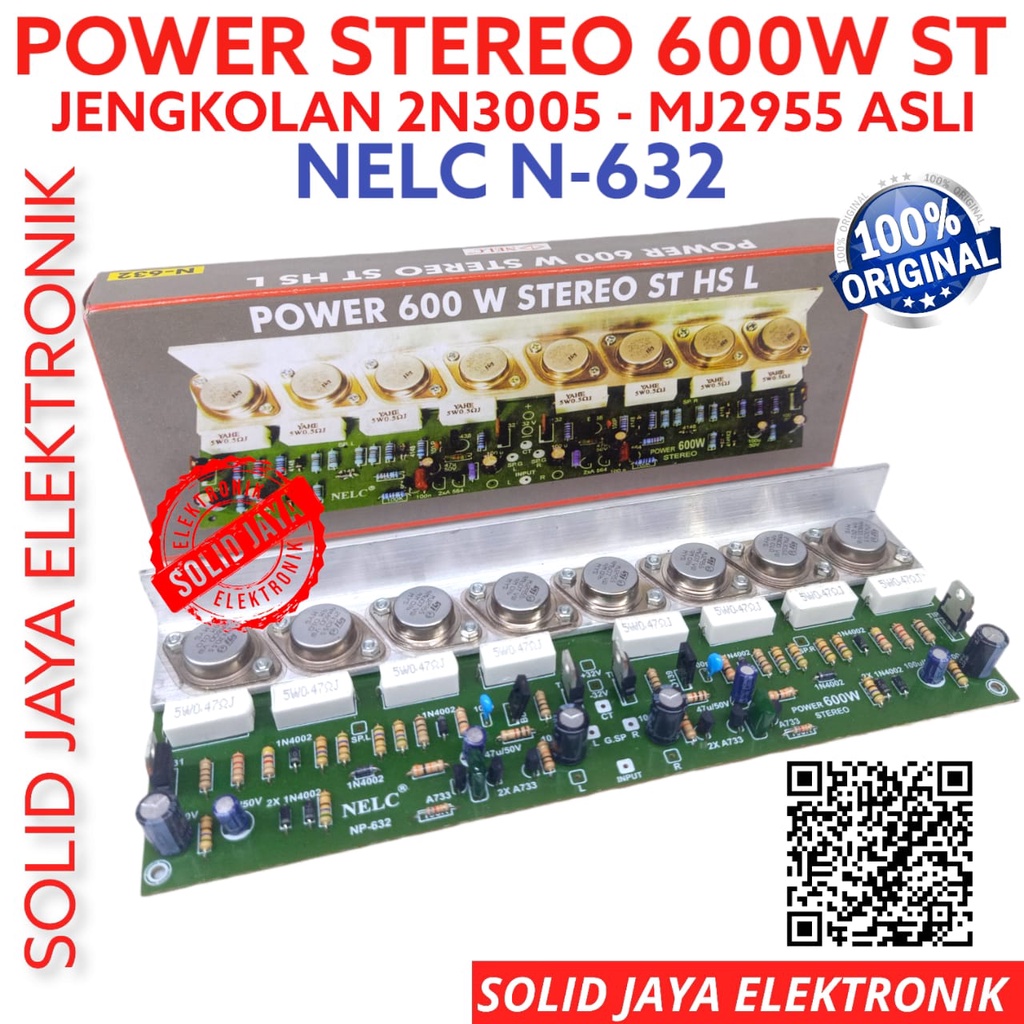 KIT POWER 600W NELC STEREO JENGKOL ST N632 MJ2955 2N3055 600 W WATT AMPIFIER AMPLI STEREO ST TR FINAL ASLI JENGKOLAN MJ 2955 2N 3055 STEREO 600WATT TR FINAL ST AUDIO SOUND NELC N-632 N632 N 632