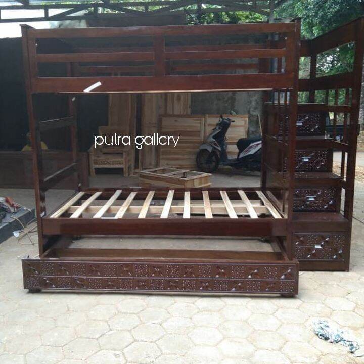 Tempat tidur jati / Dipan tingkat kayu jati / Ranjang anak / Furniture jati jepara / Putra Gallery M