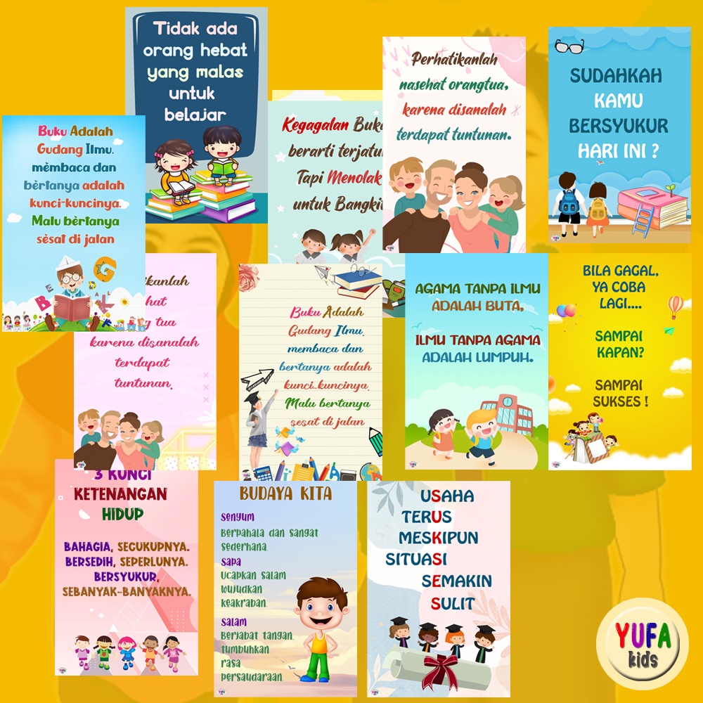 135 Poster motivasi anak hiasan dinging kamar - hiasan kelas - Poster Edukasi Anak - Poster belajar 