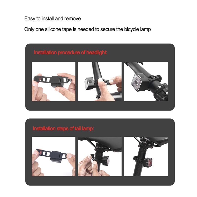 WIND&amp;MOON 120 Lumen IP66 Waterproof Light Sets Headlight and Tail Light Sets for 5 Gear e Brake Lamp,WT06+WT06R