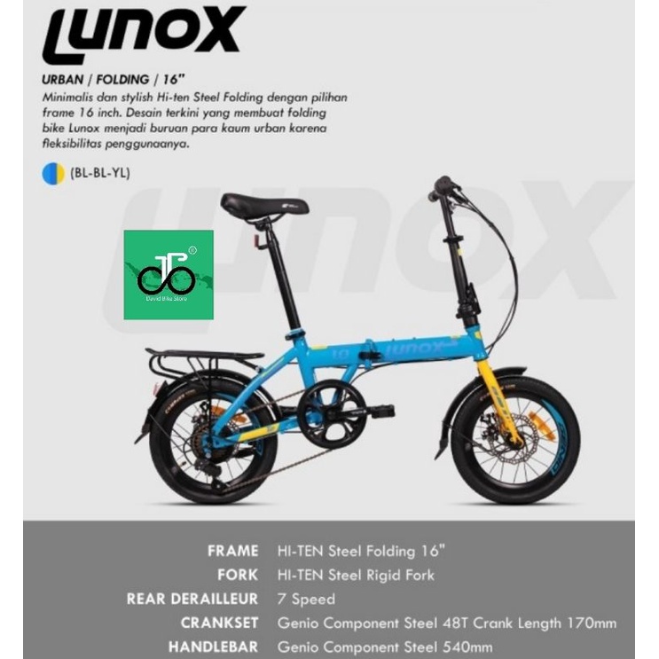sepeda lipat Genio Lunox 16" TERBARU T2