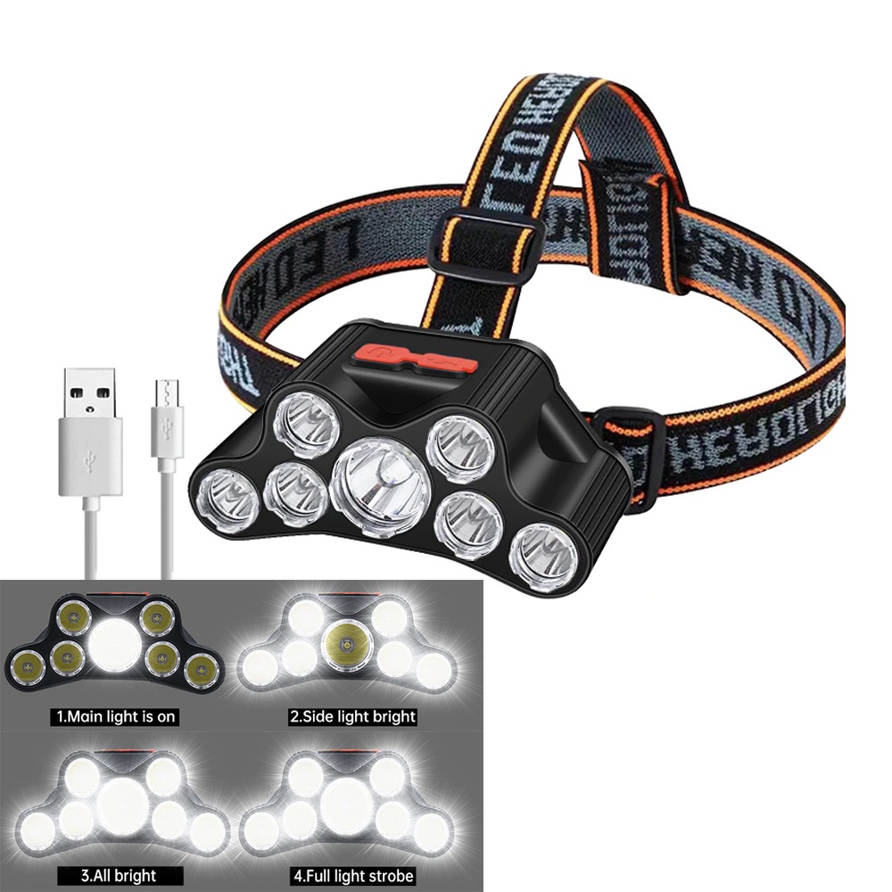 Original SENTER KEPALA MINI headlamp 7 LED 24W + 10W / HEADLAMP USB CHARGEABLE / SENTER MINI CAS