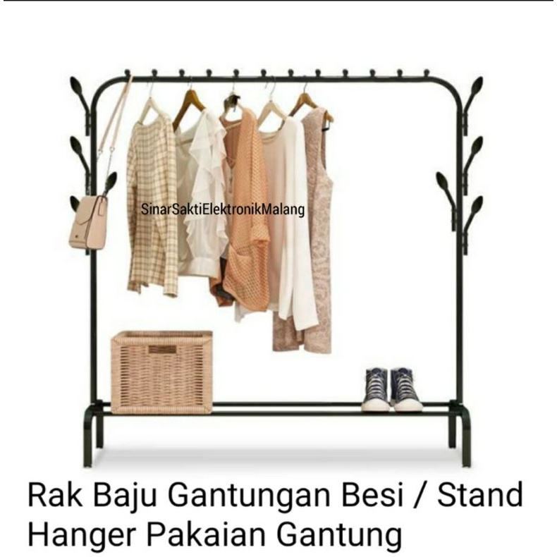 Rak Baju Gantungan Besi Stand Hanger Pakaian Gantung Jemuran Berdiri Malang