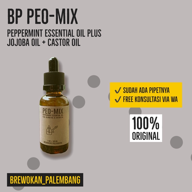 Brewokan Palembang Penumbuh Brewok Peo Mix (Pepermint Essential Oil + Jojoba Oil, dan Castor Oil) 30