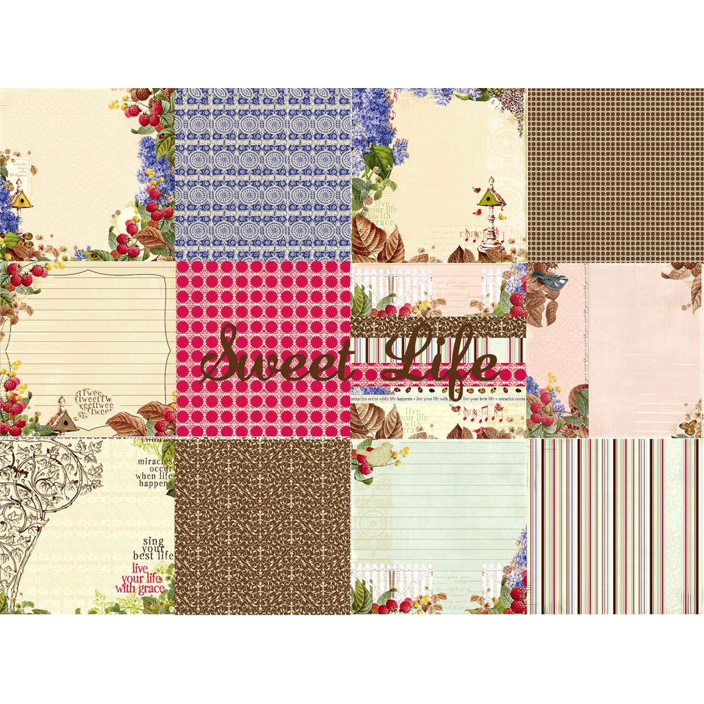 

12x12 Paket Kertas Scrapbooking "a Sweet Life" (14 lembar)