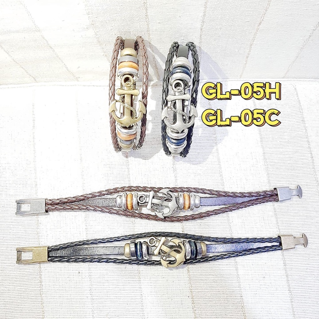 [TERMURAH] Gelang GL-05 JANGKAR Gelang Kulit Hias Jangkar Gaya Vintage