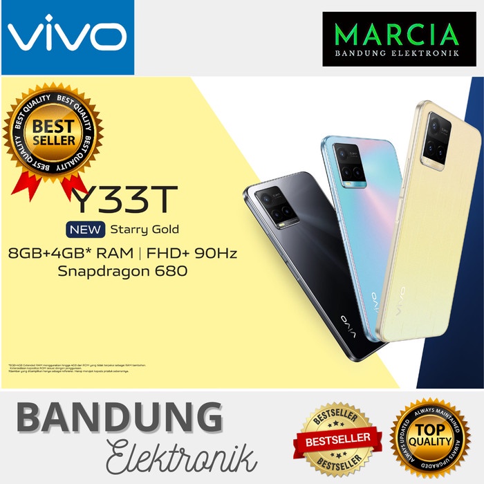 Vivo Y33T RAM8GB + 4GB Extended ROM128GB Snapdragon 680 Garansi Resmi