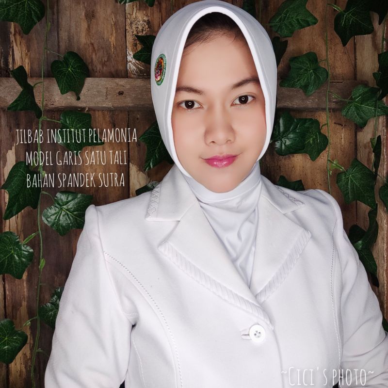 JILBAB IIK PELAMONIA LOGO TERBARU WARNA PUTIH