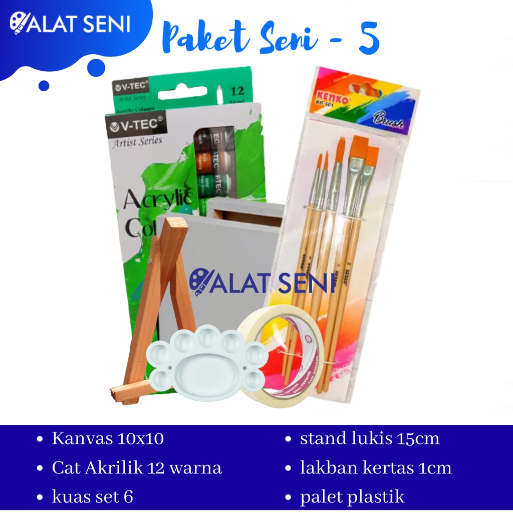 

Paket alatseni 5 / Paket Melukis hemat / Set Kanvas Lukis / Painting Kit / paket lukis komplit