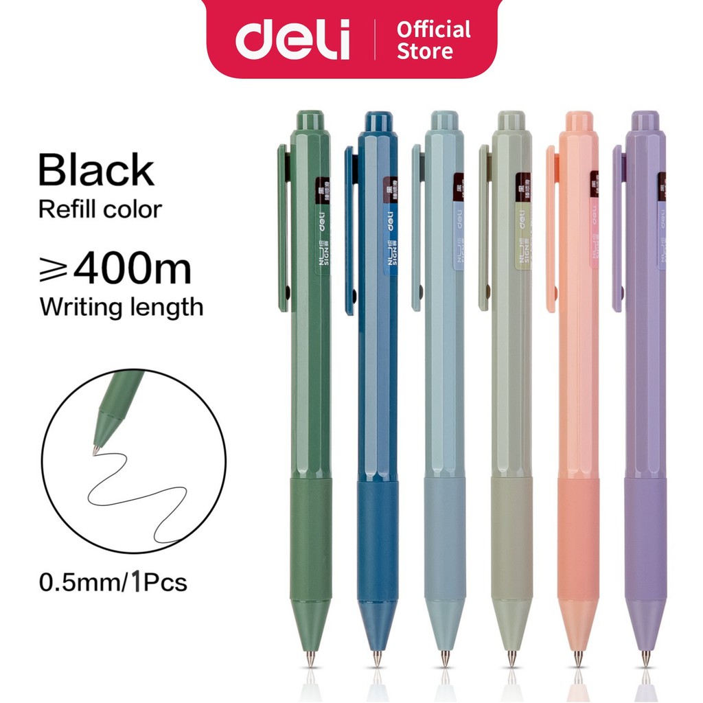 Deli Nusign Gel Pen / Pulpen Gel Cetek 0.5mm Tinta Hitam Warna Pastel NS559 Image 2