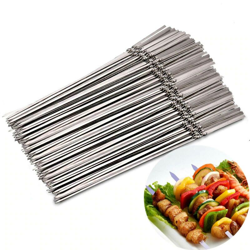 Alat Tusuk Sate Dengan Gagang Barbeque Stainless Steel Tools 50 Pcs Miao 478