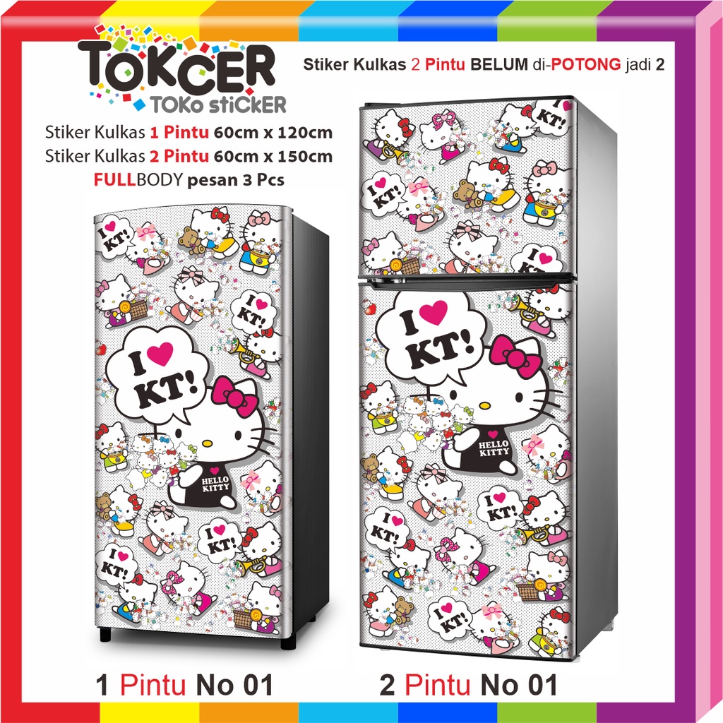 Stiker Kulkas 1 Pintu dan 2 Pintu HELLO KITTY