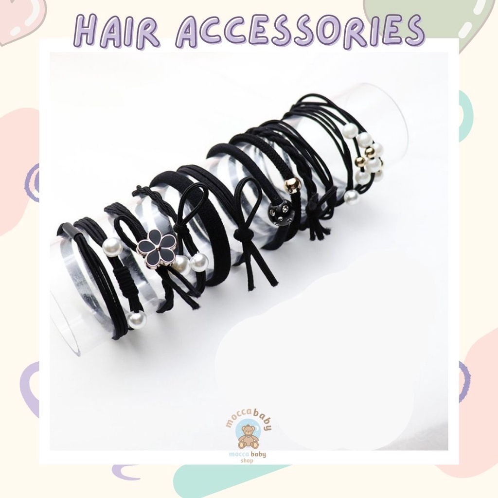 MBSS - IKAT RAMBUT MOTEK Ikat Rambut Anak Korea 1 set Isi 12 Pcs NO BOX Bahan Karet Aksesoris Rambut Wanita Murah