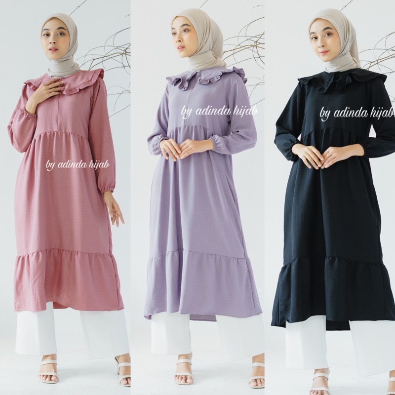 OULA MIDI DRESS Crinke Airflow Tunik Hijab