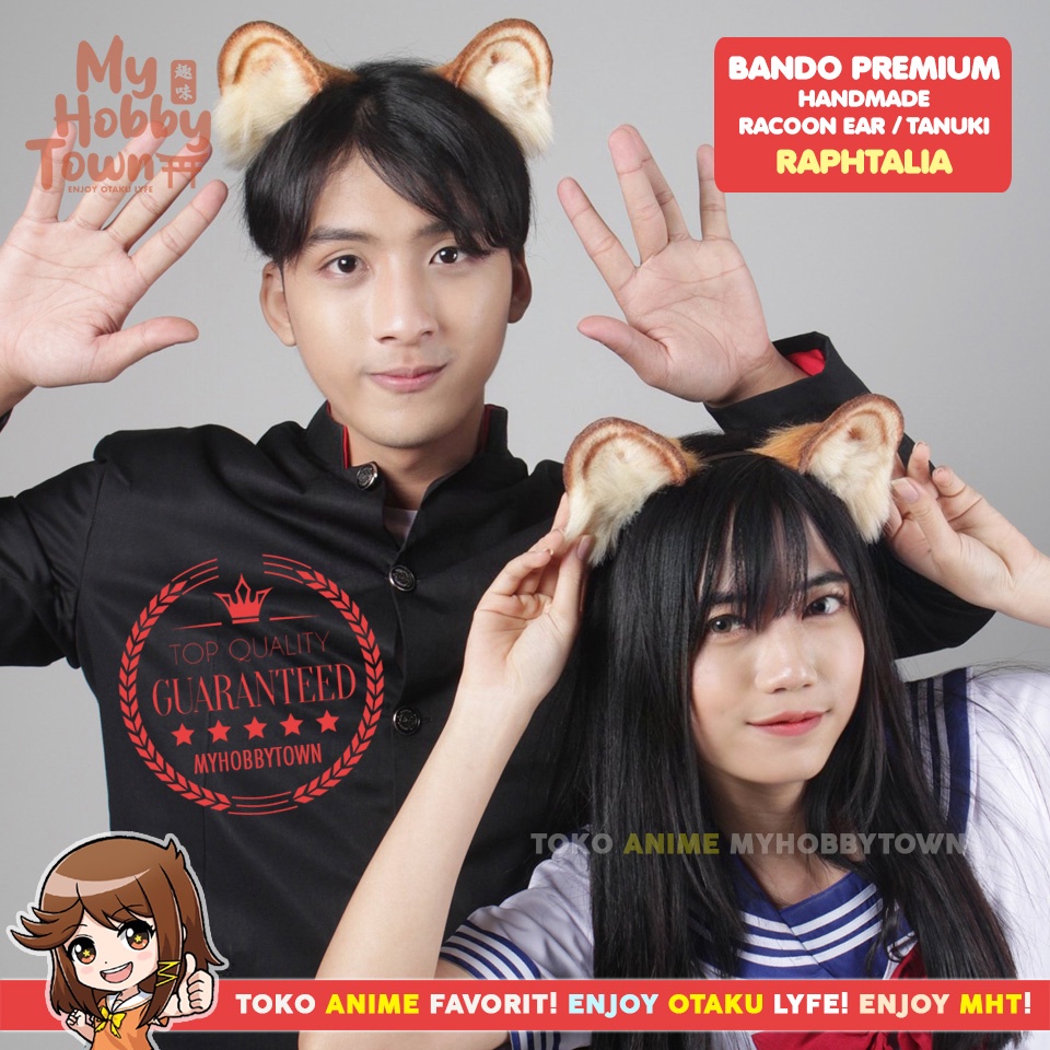 Bando Kuping Kucing Anjing Rubah Rakun Neko Mimi Fox Dog Raccoon Hairband Premium Furry Cosplay Raphtalia