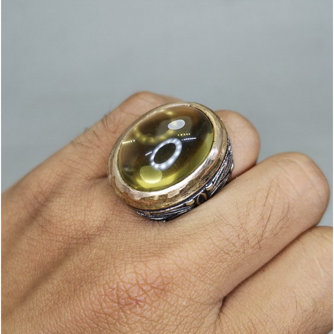 Batu Cincin Asli Kecubung Citrine Jumbo Kuning