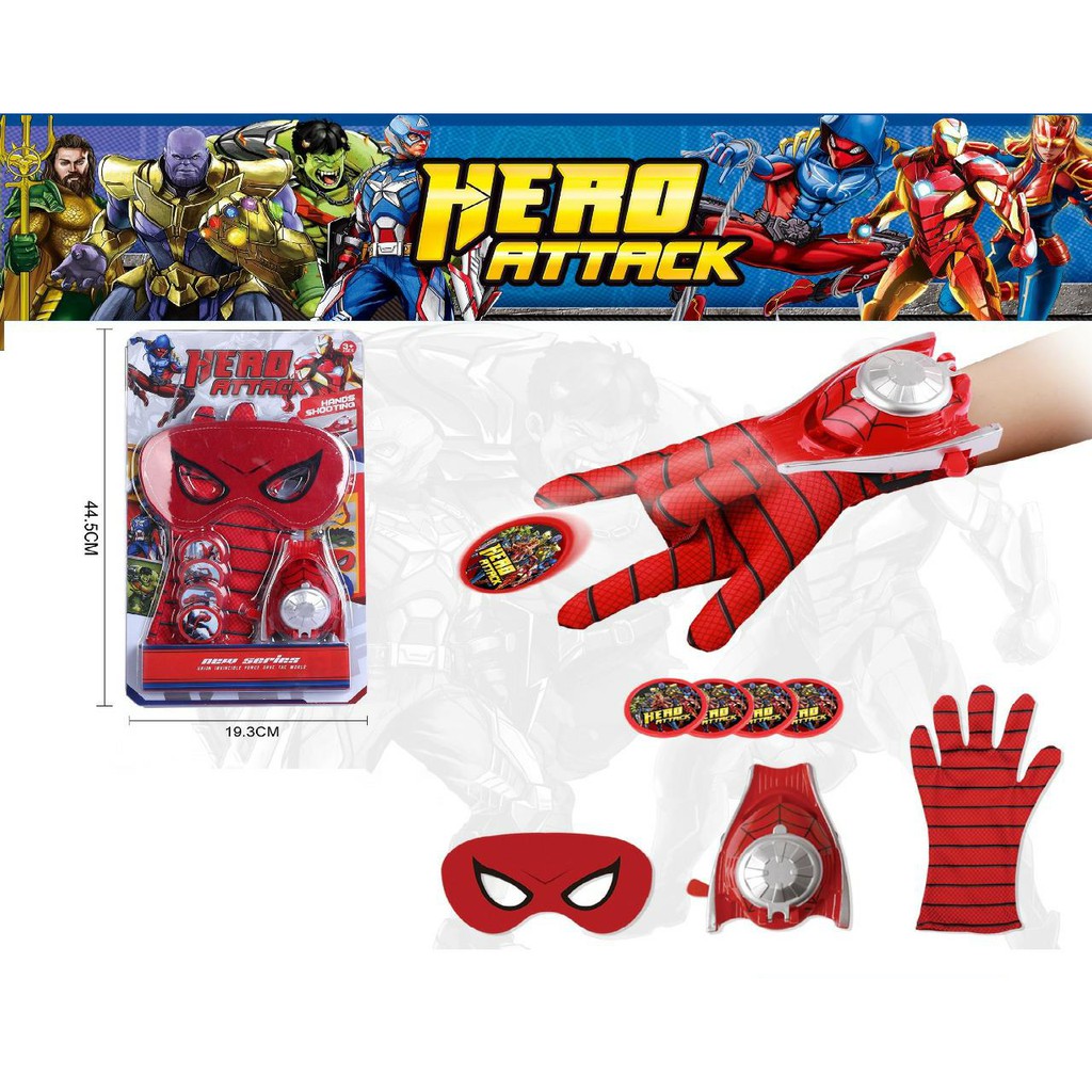 Mainan Hero Attack - Figure Set Sarung Tangan Dan Topeng Spider man
