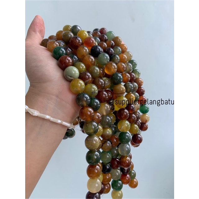 bahan manau madu 16mm kuning cokelat hijau natural renceng batu alam