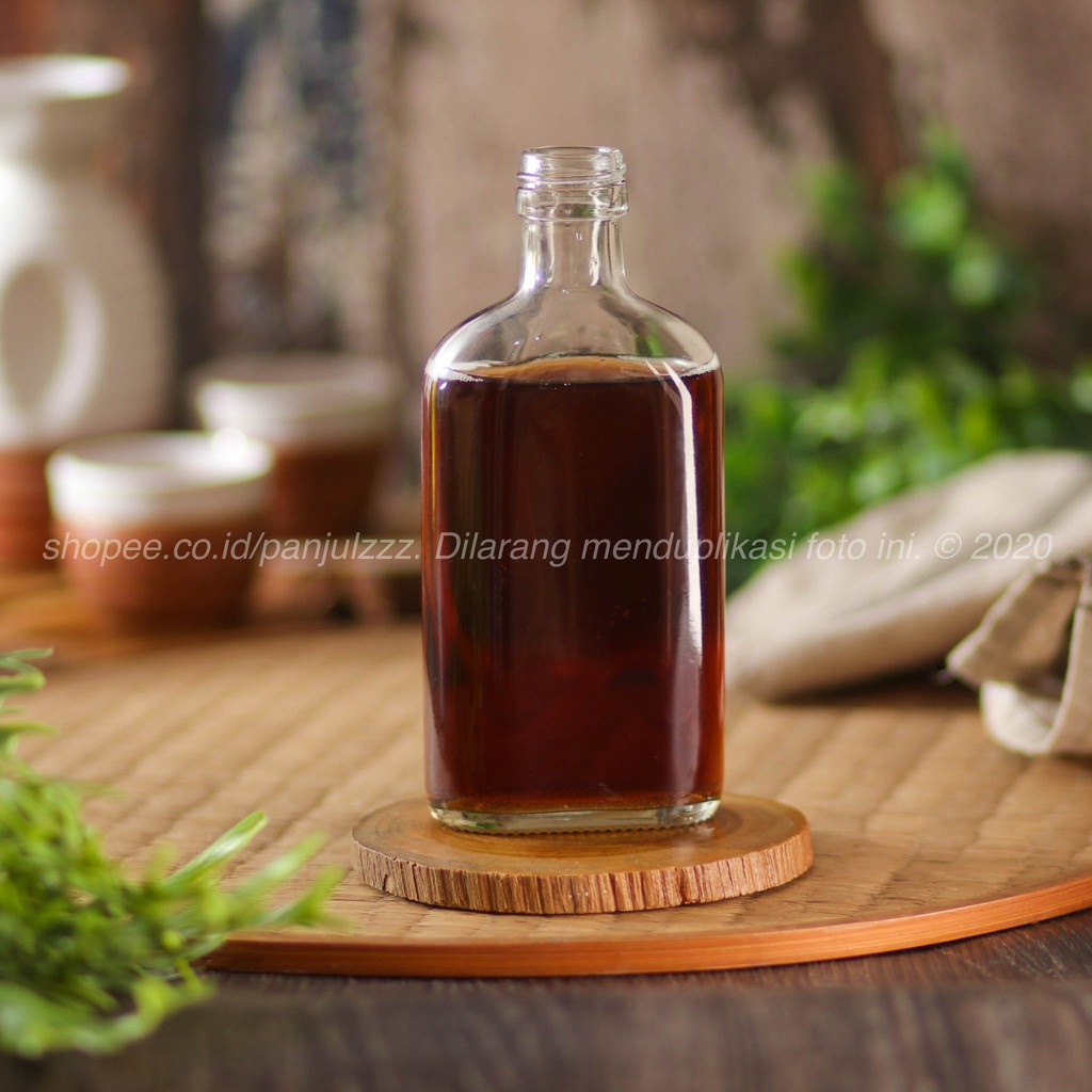 [SPECIAL REQUEST] Botol Kaca Bening Gepeng 250ml Flask Glass Clear Bottle Premium Kondisi BARU 100%