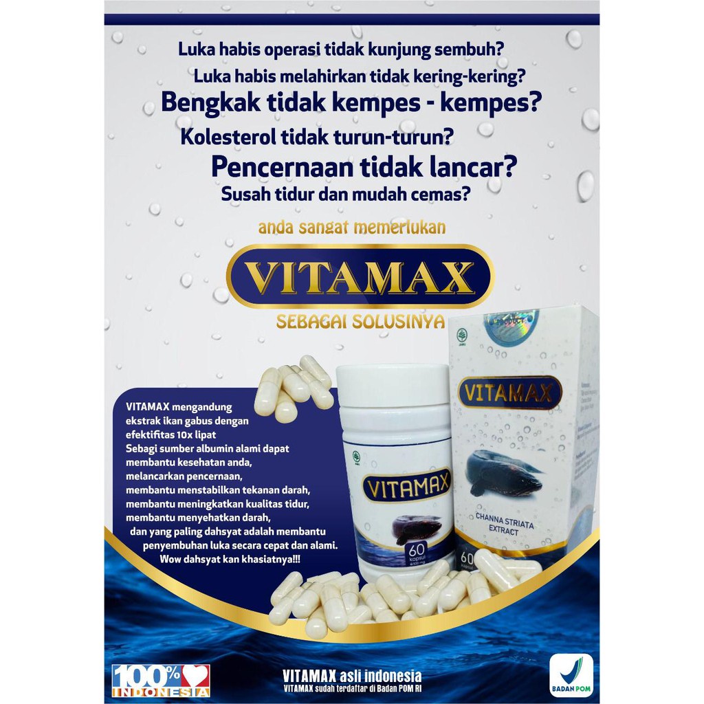 Kapsul Vitamax Ikan gabus Ikan Kutuk Albumin Alami isi 90 kapsul