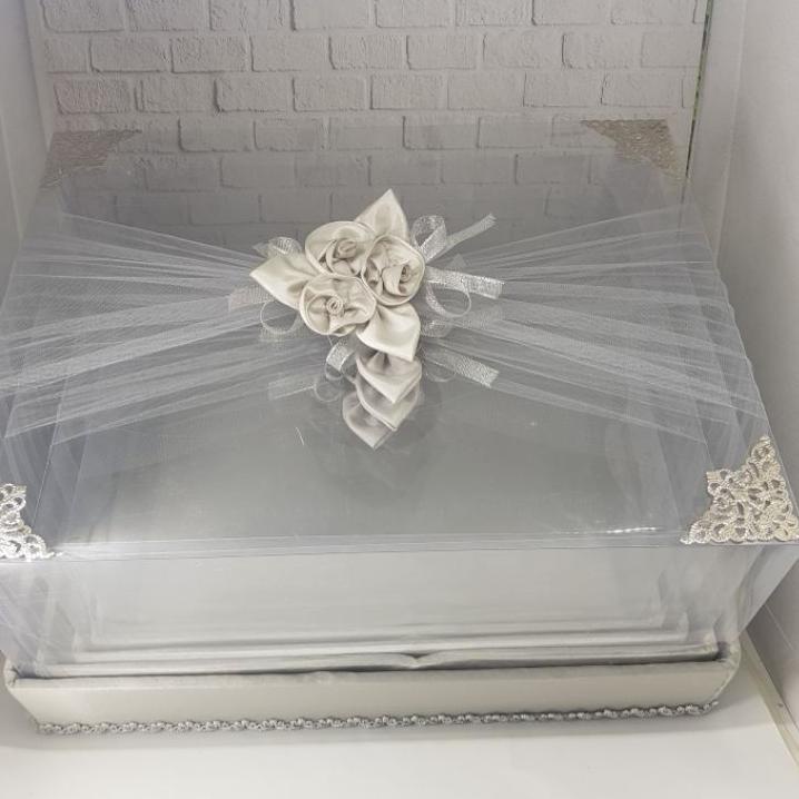 

7.7 Terbaru Box/kotak hantaran Seserahan Mika Tile Silver 1 Set Isi 4 Box -